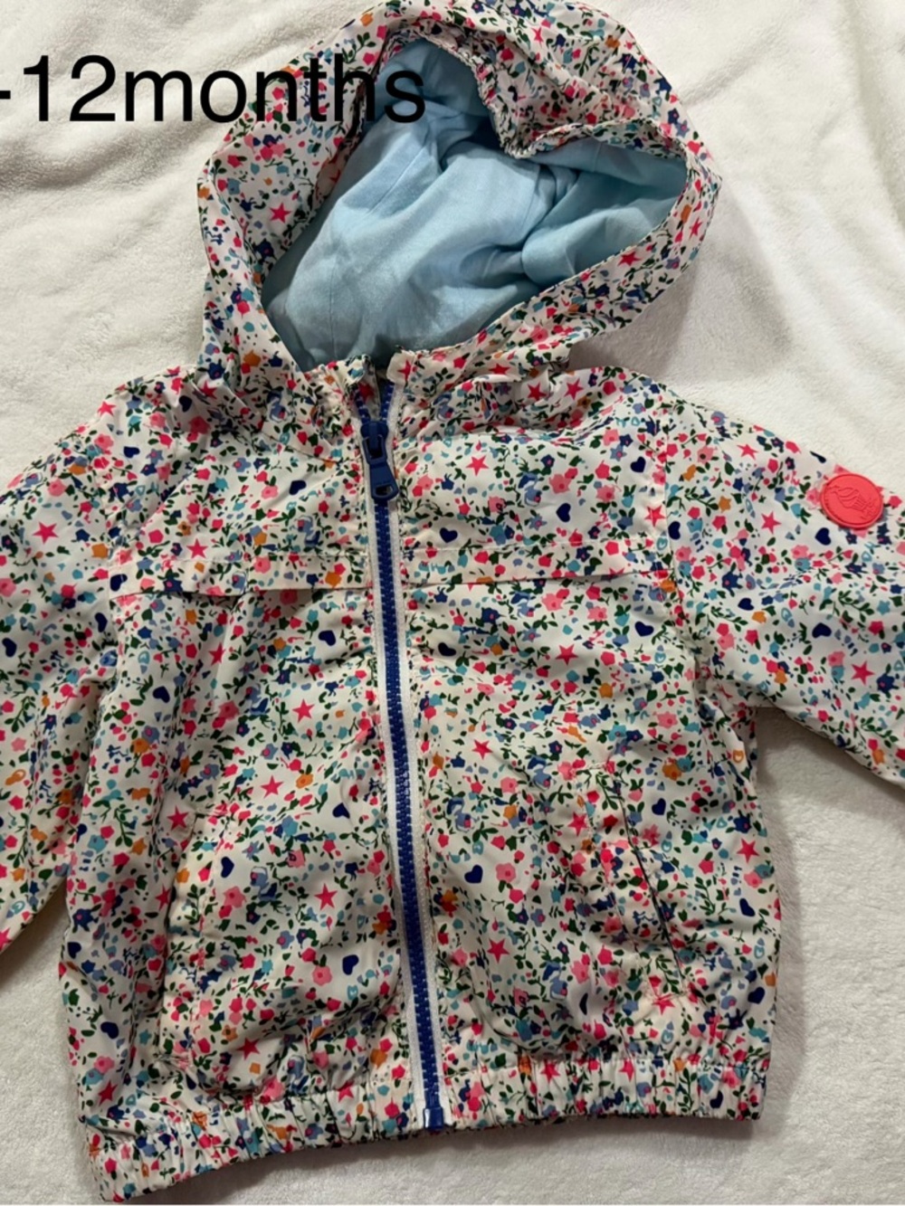 Zara Baby/Toddler Floral Hooded Jacket - White with Multi-Color Print
